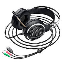 HOCO ESD03 ігрові навушники (Gaming LED RGB Headphones, з мікрофоном та підсвічуванням, геймерські, Black, чорні), фото 3