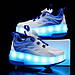 Роликові кросівки Led Fusion, що світяться, на 2 колесах, USB зарядка, у стилі heelys, біло-сині (RKL-15), фото 11