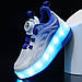 Роликові кросівки Led Fusion, що світяться, на 2 колесах, USB зарядка, у стилі heelys, біло-сині (RKL-15), фото 9