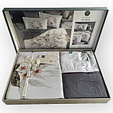 Комплект постільної білизни La Romano Floral Grey преміум сатин 220-200 см кольоровий, фото 2