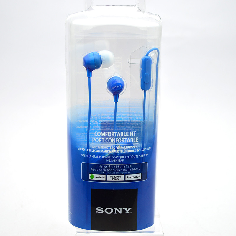 Купить Наушники с микрофоном Sony MDR-EX15AP Blue, цена 303 ₴ — Prom.ua ...