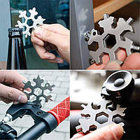Мультитул викрутка 18 в 1 у вигляді сніжинки SNOWFLAKE WRENCH TOOL, шестигранник, гайковий ключ, кишенькова викрутка