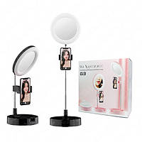 УЦІНКА! Кільцева LED лампа Live Makeup G3 16 см складна настільна з тримачем телефона та дзеркалом
