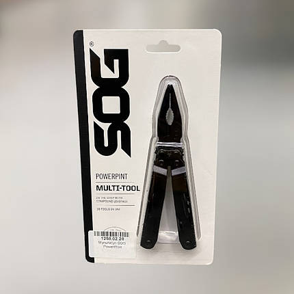 Мультитул SOG PowerPint, колір – Чорний, 18 інструментів, мультиінструмент плоскогубці, фото 1