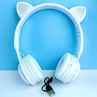 Бездротові навушники "Котячі вушка" CatEar Y08 з підсвіткою RGB Bluetooth MP3 плеєр White