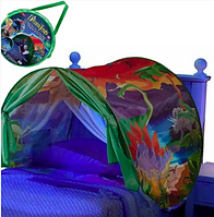Палатка тент для сна детская на кровать с динозаврами Dream Tents Зеленый