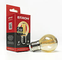 Винтажная LED лампа Шарик 5W G45 2700K E27 золото ETRON Filament