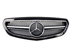 Решітка радіатора на Mercedes E-Class W212 2013-2016 рік AMG стиль (Чорна з хром вставками) Classic