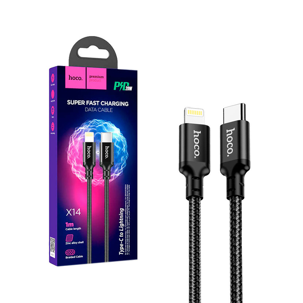 USB кабель HOCO X14 Type-C to Lightning 20W 1м (чорний)