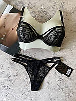 75,80,85,90В Соблазнительный черный комплект женского нижнего белья на 2 размер груди