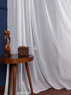 Льняна біла однотонна фіранка на вікна матова в зал тканина льон Гарний тюль у вітальню