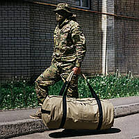 Тактическая сумка-рюкзак баул койот 120л оксфорд, тактический баул с клапаном.