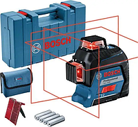Профессиональный линейный лазерный нивелир Bosch Professional GLL 3-80 в кейсе с мишенью и чехлом, красны PER