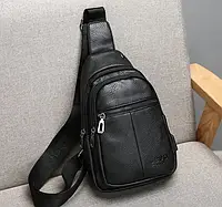 Мужская барсетка сумка на плечо через плечо мессенджер Черный экокожа