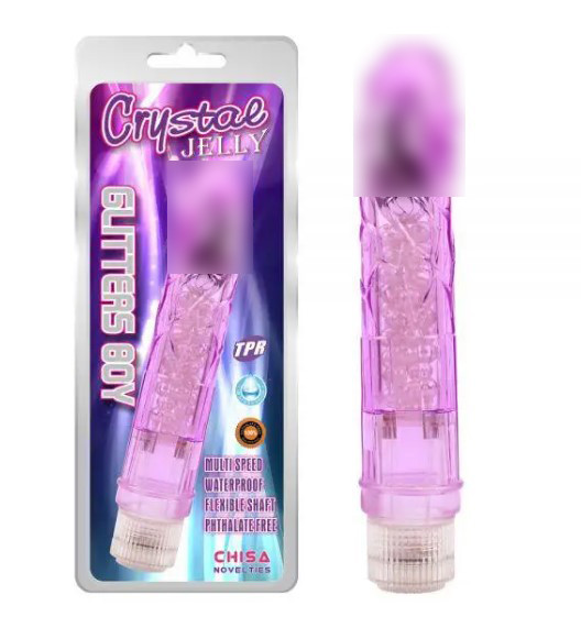Фіолетовий вібратор Crystal Jelly Glitters Boy | Puls69, фото 1