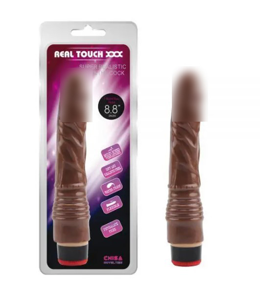 Коричневий вібратор із кільцями біля основи 8.8 Vibe Cock | Puls69, фото 1