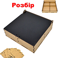 Коробка Черная с Ячейками (в Разобранном Виде) 16х16х5см Деревянная Подарочная Коробочка ЛДВП для Подарка