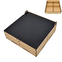 Коробка с Ячейками 16х16х5см Подарочная Упаковка из ЛДВП Деревянная Черная Коробочка для Подарка