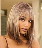 Перука блонд каре з затемненими коренями та кінцями, фото 2