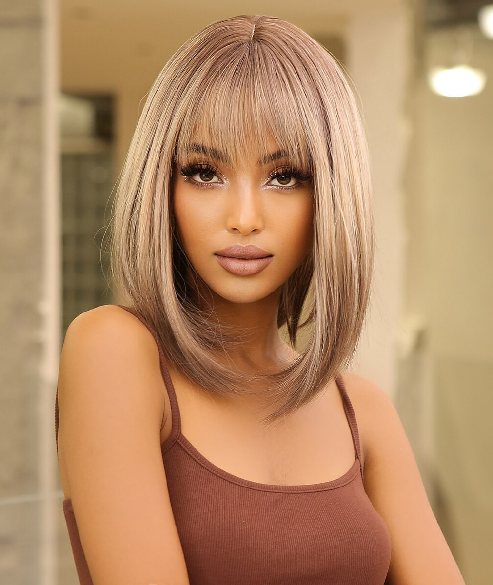 Перука блонд каре з затемненими коренями та кінцями, фото 1