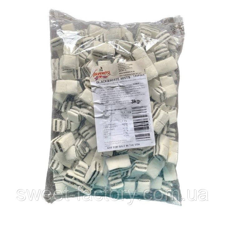 Лакриця Taveners Black & White Mints Liquirice 3000g, фото 1