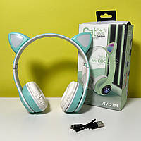 Дитячі бездротові навушники з вушками та підсвічуванням блютуз. Bluetooth дитячі навушники з котячими вушками