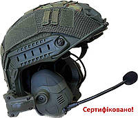 Военный шлем Fast с кавером и тактическими наушниками Noise (комплект)