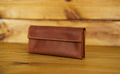 Шкіряний гаманець клатч, натуральна Вінтажна шкіра, колір Коньяк