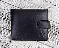 Кожаный мужской кошелек с монетницей, классический бумажник из натуральной кожи, черное мужское портмоне