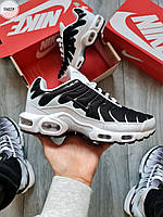 Молодежная обувь для парней Найк Аир Макс. Белые с черным мужские кроссовки Nike Air Max Plus Tn.