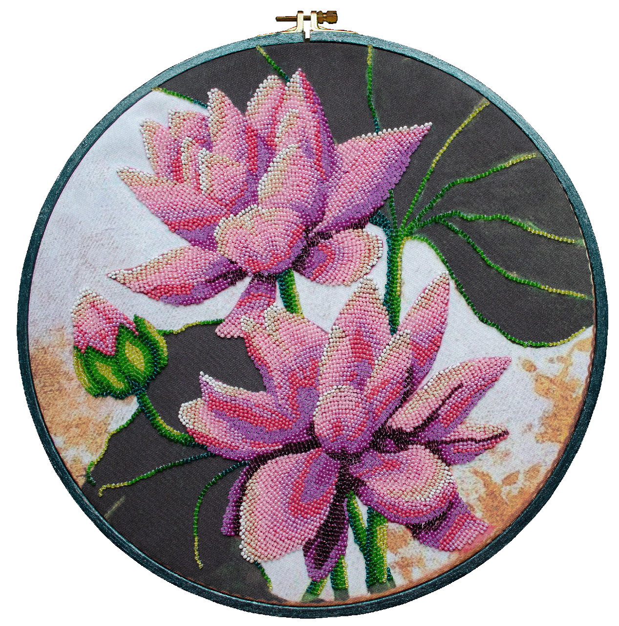 Набір для вишивання бісером на натуральному художньому холсті "Квітучий лотос" Абрис Арт AB-887
