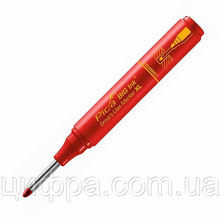 Маркер фірмовий з довгим носиком Pica BIG Ink Smart-Use Marker XL, 170/40, червоний, фото 3