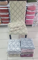 Декоративные чехлы на стулья натяжные, чехлы на стулья со спинкой жаккардовые универсальные Бежевый