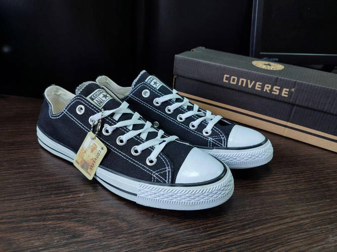 Кеды Converse All Star cotton Black/White конверсы ЧЕРНЫЕ на белой ...