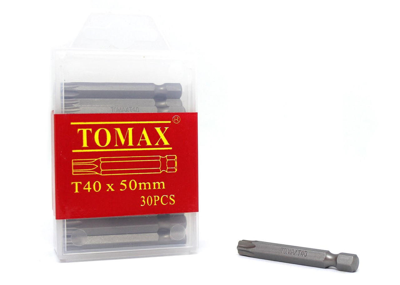 Біта зірочка torx Т40х50мм, магнітна, TOMAX, 30 шт.