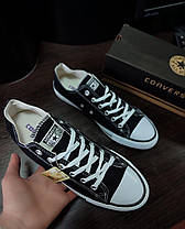 Кеди Converse All Star cotton Black/White конверси ЧЕРНІ на білій підошві жіночі унісекс, фото 3