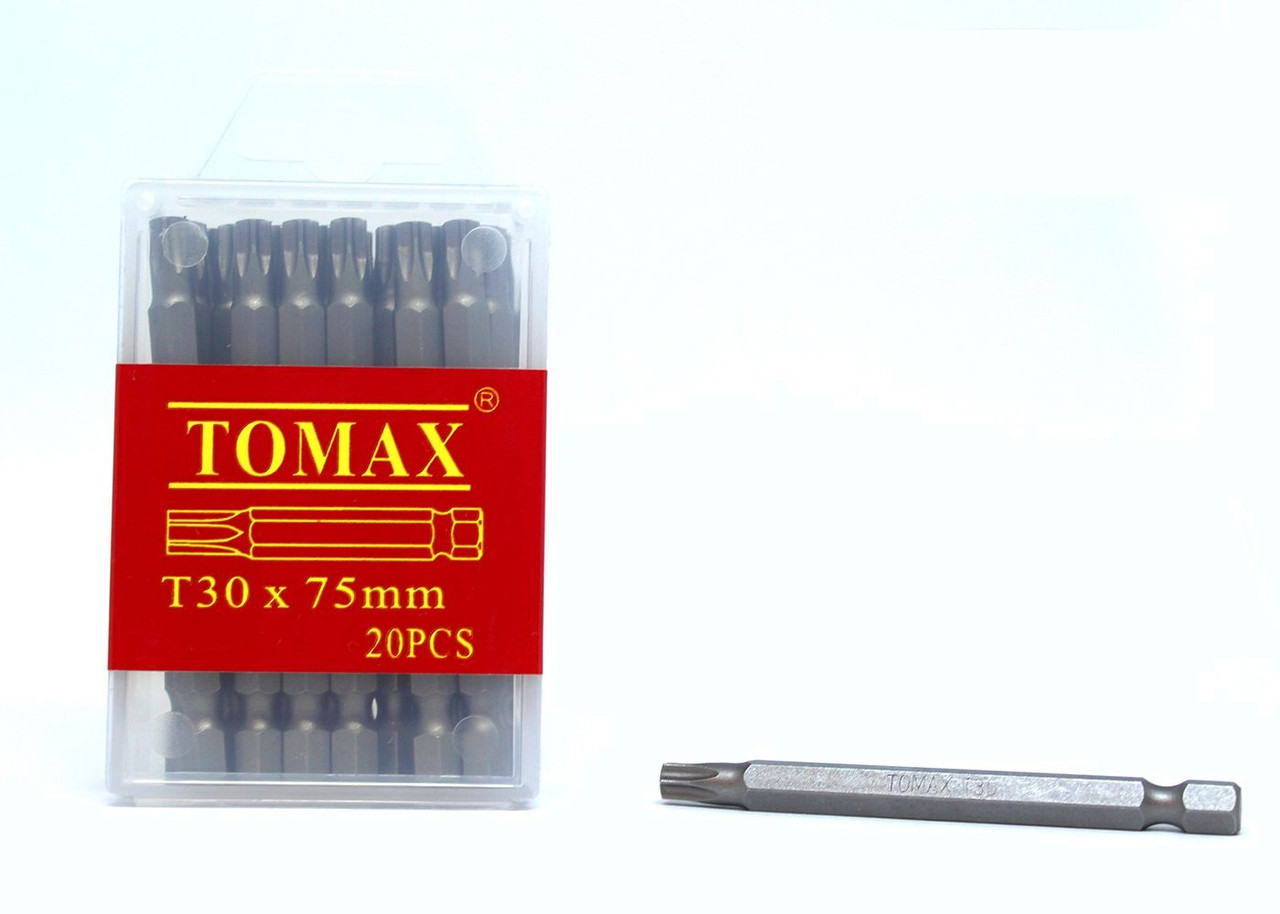 Біта зірочка torx Т30х75мм, магнітна, TOMAX, 20 шт., фото 1
