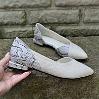 Шкіряні балетки з відкритим бочком