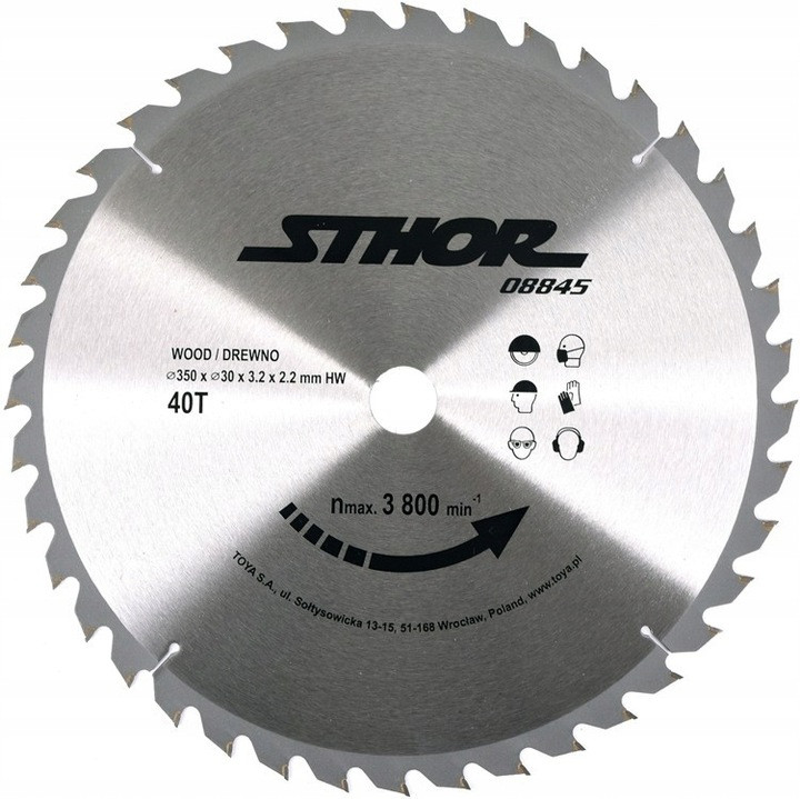 Диск Для Циркулярної Пилки Ø 350 х 30 х 3.2 мм, 40 зубів (08845)