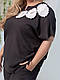 Жіночий красивий літній костюм блуза з затяжками і штани висока посадка укорочені батал великі розміри, фото 7
