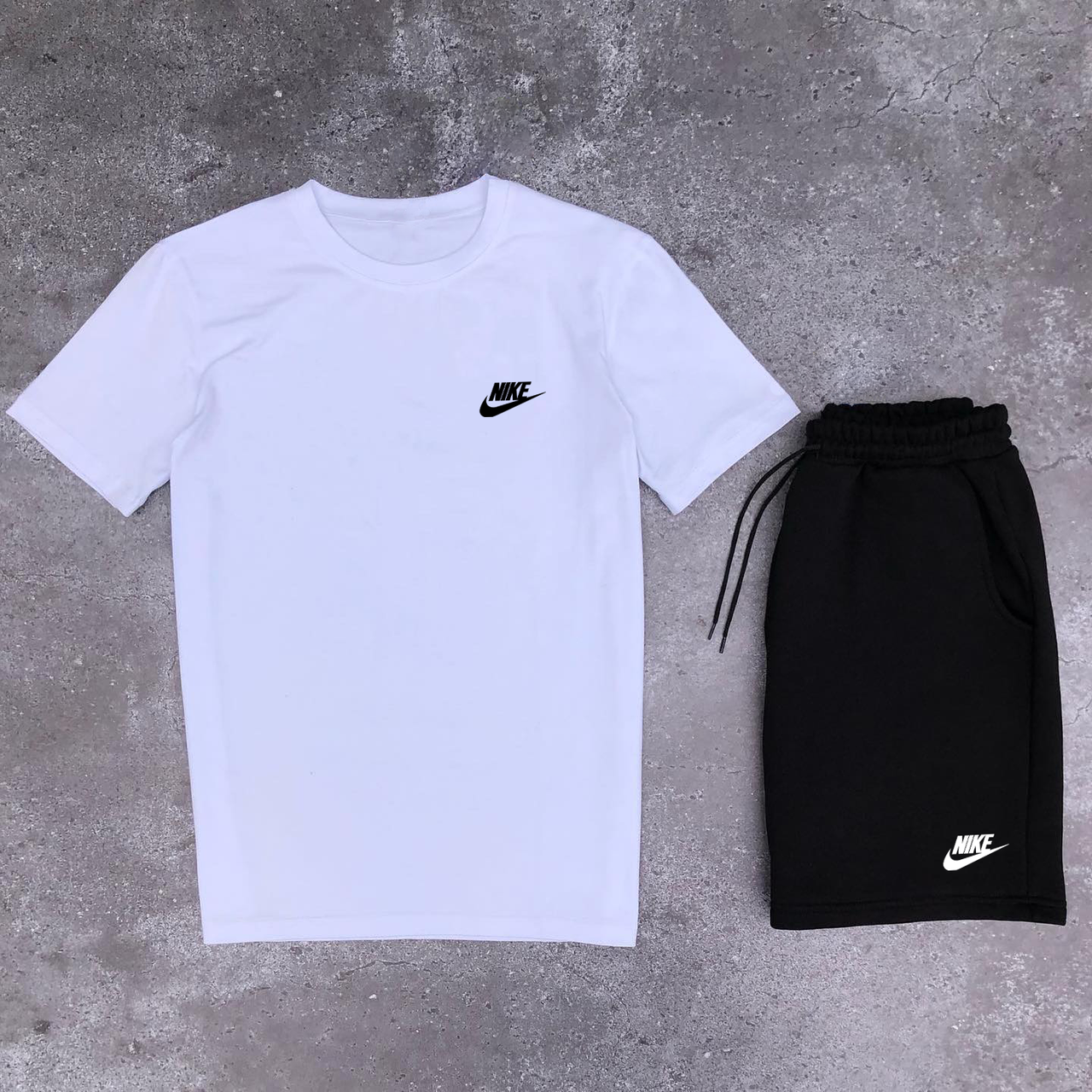 Комплект Найк (Nike) белая футболка черные шорты (ID#1869694106), цена ...