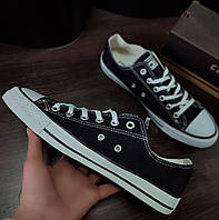 Кеды Converse All Star cotton Black/White конверсы ЧЕРНЫЕ на белой подошве женские унисекс 41