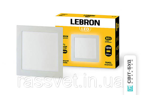 Світлодіодний світильник Lebron L-PS-1841, 18W, вбудований, 205x205x19mm, 4100K, 1260Lm, кут 120° - фото 1 - id-p1869696311