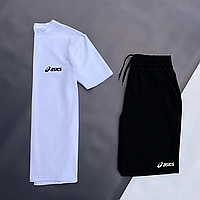 Футболка та шорти Асікс (Asics) біла футболка чорні шорти