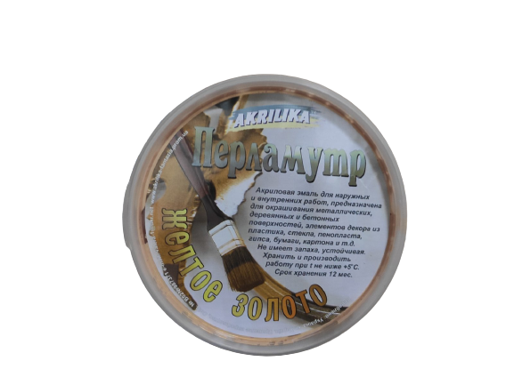 Акрилова декоративна емаль перламутр Akrilika жовте золото 350 г, фото 1