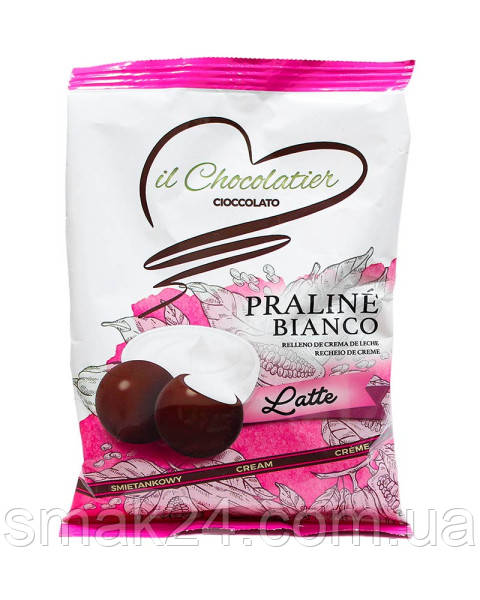 Цукерки праліне з молочним кремом БЕЗ ГЛЮТЕНУ Eurochoc il Chocolatier Praline Bianco 100г Іспанія