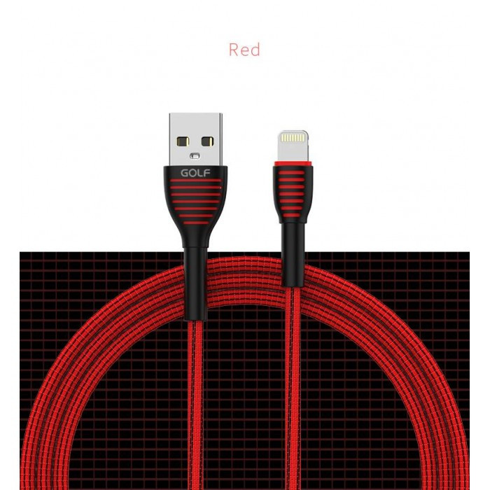 Шнур для зарядки для Iphone - USB GOLF GC-74 кабель 1 метр Красный - фото 2 - id-p1130686910
