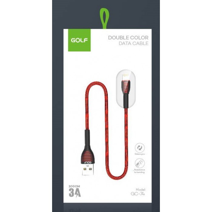 Шнур для зарядки для Iphone - USB GOLF GC-74 кабель 1 метр Красный - фото 3 - id-p1130686910