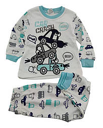 Піжама дитяча 1, 2, 3 роки Туреччина бавовна з довгими рукавами біла (ПЖМ312)