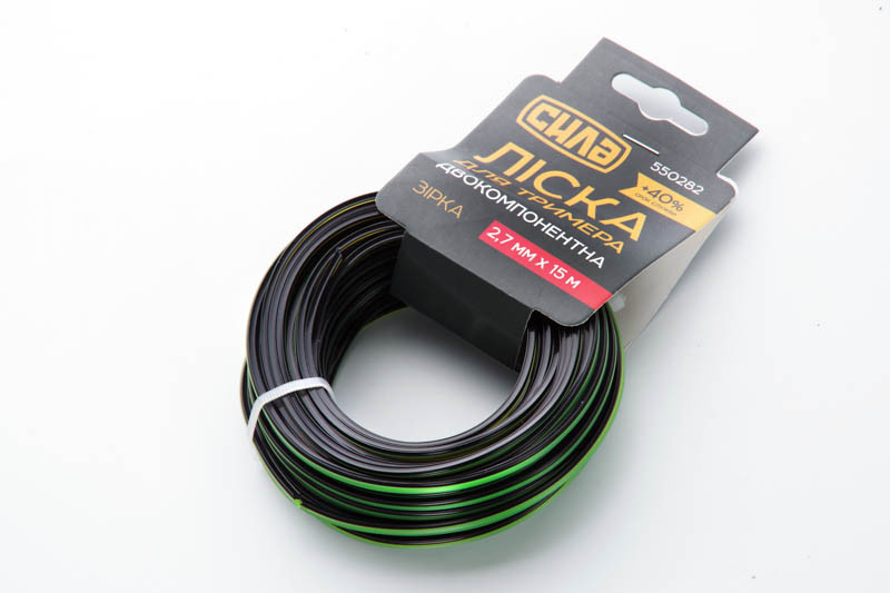 Ліска для тримера двухкомпонентна зірка Ø2.7мм СИЛА 15м (180шт/ящ) (ID ...